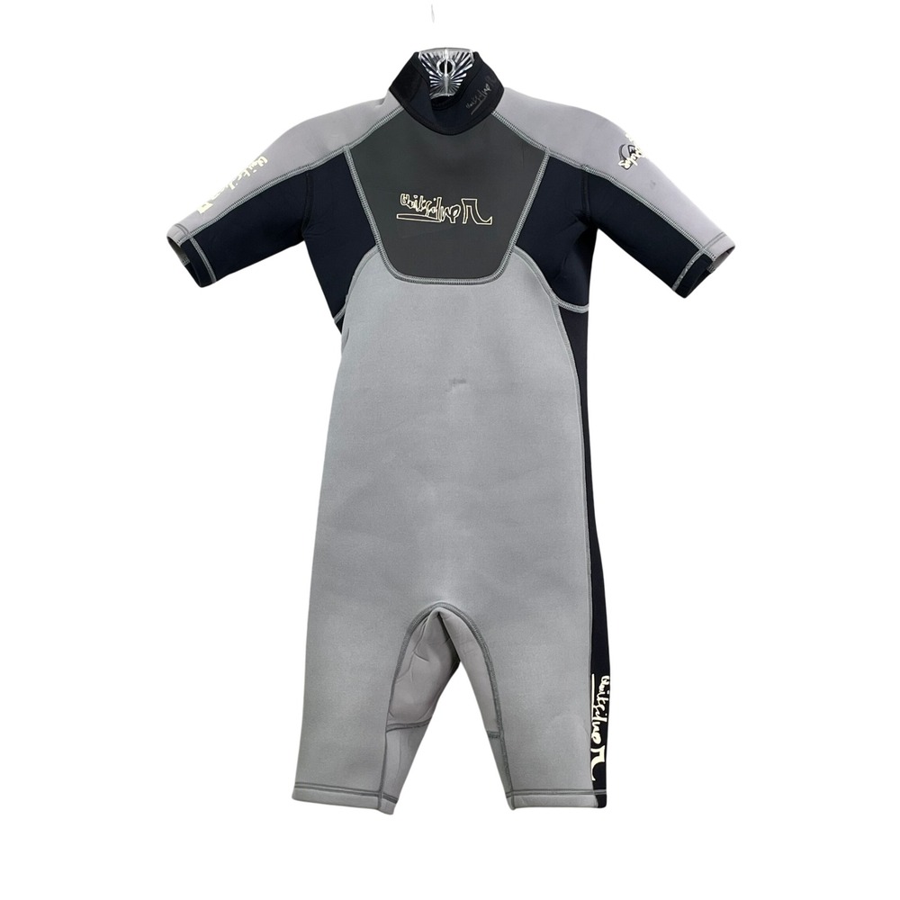 Quiksilver Wetsuit Kids 2 Grey Black Syncro Springsuit Short Sleeve Surfing